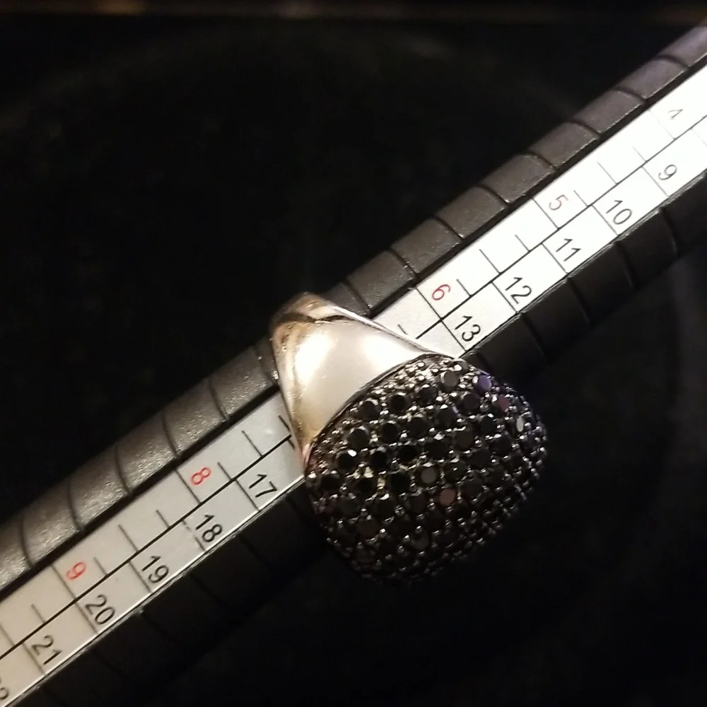 Black Spinel 925 Sterling Silver fashion ring size 7 - Picture 4 of 6